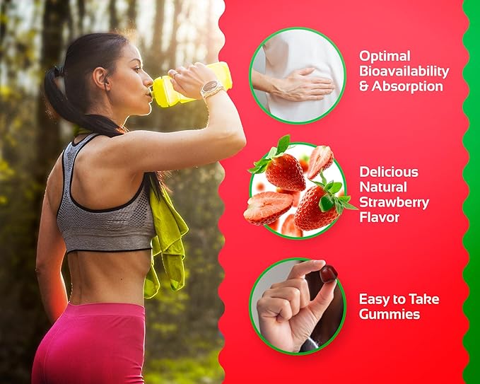CogniTune Methylfolate Gummies - Easy to Take High Potency L-Methylfolate Folate Supplement for Brain Heart Health &amp Immunity Delicious Strawberry Flavor Non-GMO Vegan Gluten-Free