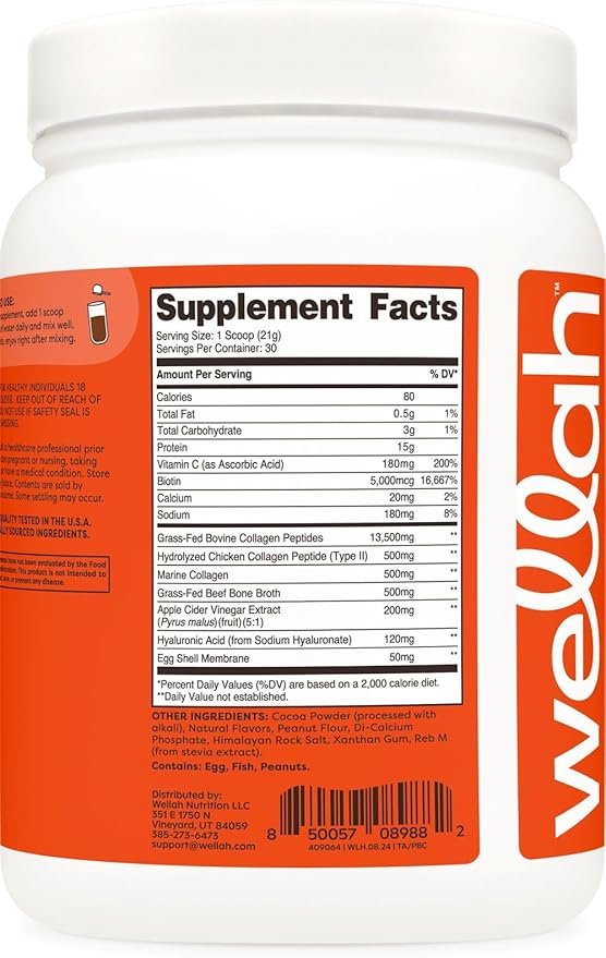 Wellah The Afterglow Multi Collagen Protein + Beauty (Peanut Butter Chocolate Flavored) 30 Servings