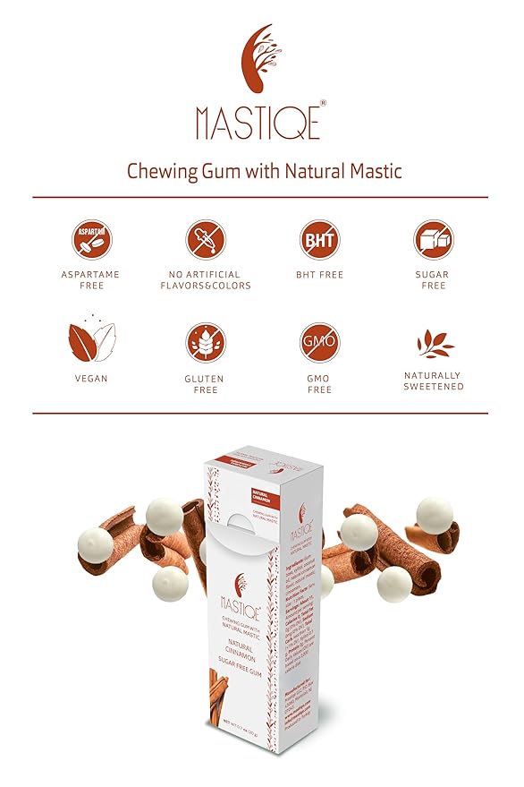 Mastiqe Sugar Free Hard Chewing Gum with Natural Mastic (Cinnamon)