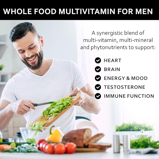 Whole Food Natural Multivitamin and Mineral Capsules for Men - All-Day Energy Inner Zen and Stronger You (120 Capsules)