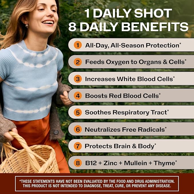 Vimergy All-Day Resilience Kit* - Complementary Blend of 2500 mcg B12 2500 mcg Zinc 130 mg Mullein Extract and 70 mg Thyme Extract. USDA Organic Vegan Paleo-Friendly Gluten-Free Kosher. *