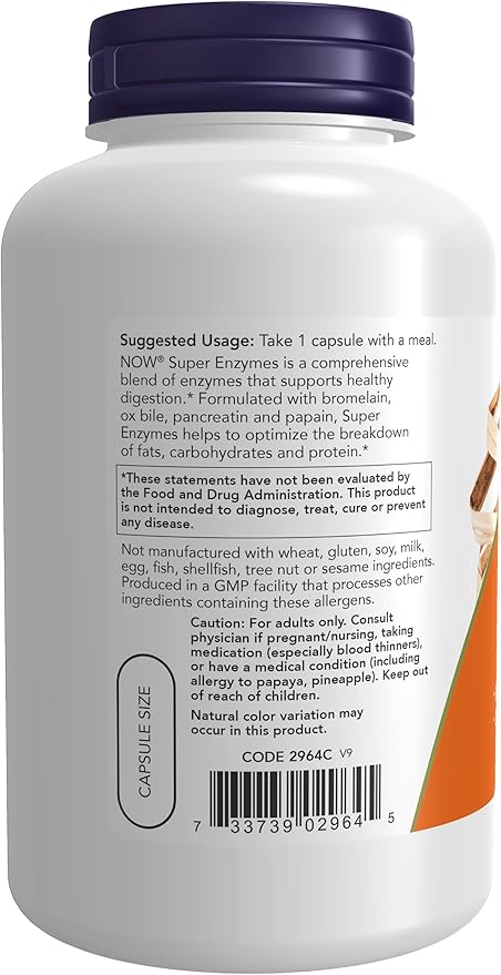NOW Supplements CoQ10 (Coenzyme Q10) 200 mg Cardiovascular Health* 60 Veg Capsules &amp Supplements Super Enzymes Formulated with Bromelain Ox Bile Pancreatin and Papain180 Capsules