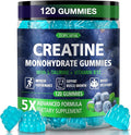 Creatine Gummies for Men &amp Women - Chewable Creatine Monohydrate Gummies with Taurine &amp Vitamin B12 5g Creatine per Serving Blueberry Flavor Raspberry-Shaped - 120 Count