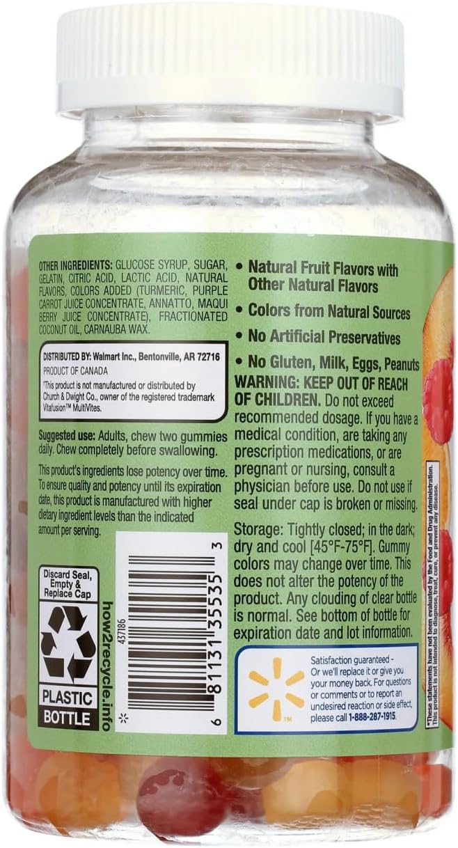 Equate Adult Multivitamin Gummies Daily Complete Multivitamin for Men &amp Women Mixed Berry Orange Peach Flavor 150 Count (75 Servings) Sticker