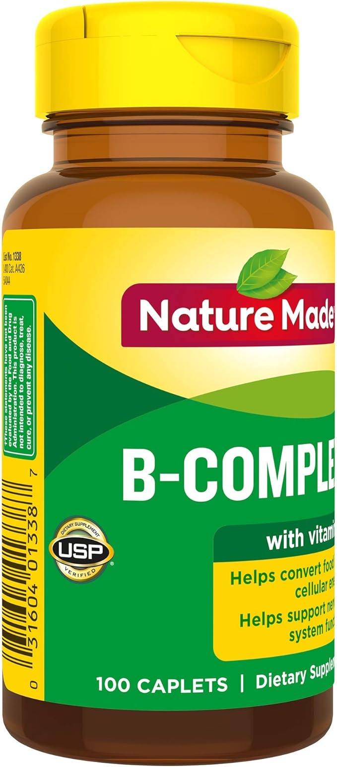 Nature Made B-Complex with Vitamin C Caplets 100 Count (Pack of 3)