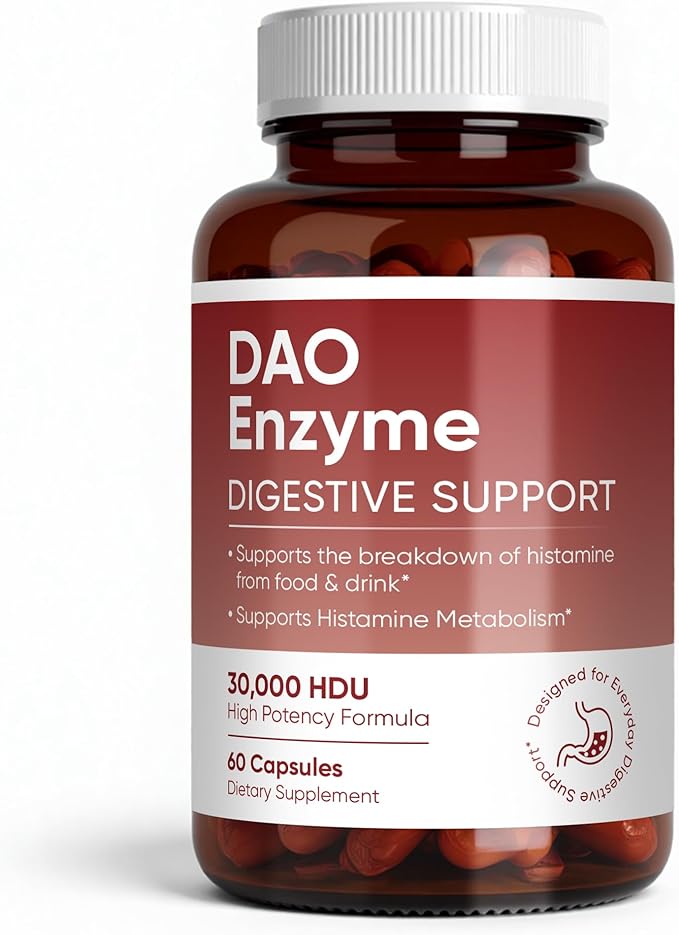 DAO Enzyme Supplement for Histamine Support Before-Meal Support for Post-Meal Digestive Comfort Everyday Clarity &amp Overall Wellness Supports Fermented &amp Aged Foods 60 Capsules