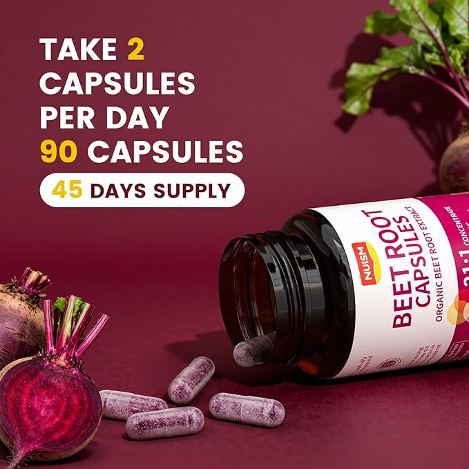 Beet Root Capsules with Organic Beetroot Extract Beets Supplement to Support Circulation &amp Blood Flow Nitric Oxide &amp Heart Health Antioxidant Formula