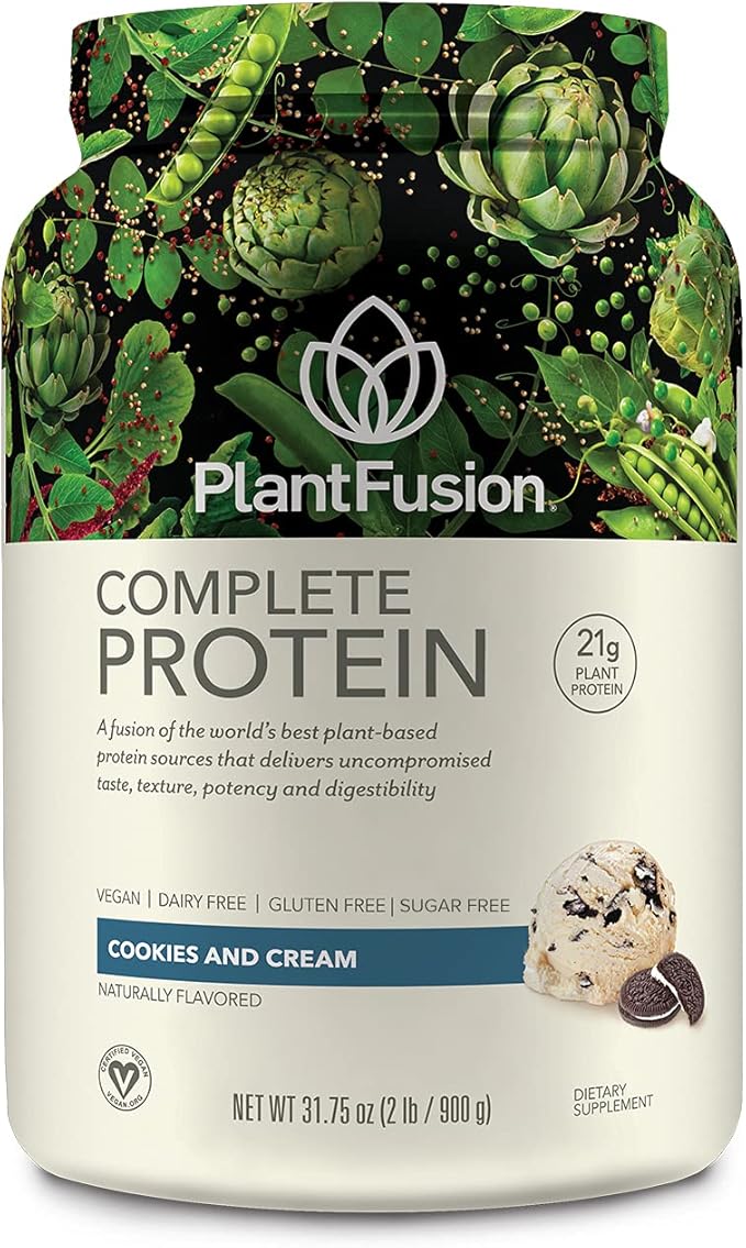PlantFusion Complete Vegan Protein Powder - Plant Based Protein Powder with BCAAs Digestive Enzymes and Pea Protein - Keto Gluten Free Soy Free Non-Dairy No Sugar Non-GMO - Cookies &amp Cream 2
