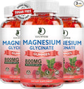 Sugar Free Magnesium Glycinate Gummies 500mg Magnesium Glycinate with 200mg Magnesium Malate Taurate Oxide COQ10 Vitamin B6 and D3 Relaxation Calm Mood 60 Raspberry Gummies(3 Pack)