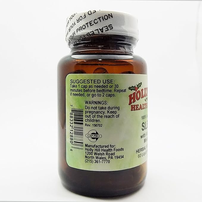 Holly Hill Health Foods Sleep (with Valerian &amp Melatonin) 60 Liquid Vegetarian Capsules