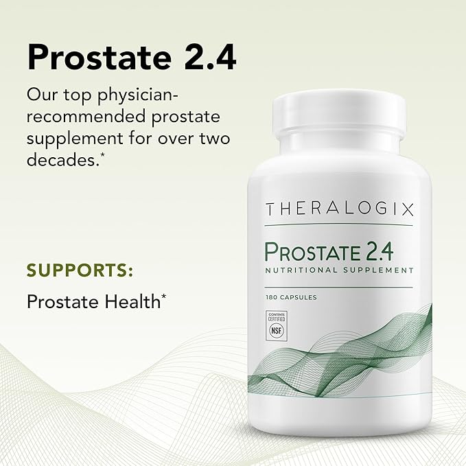 Theralogix Prostate 2.4 Nutritional Supplement - 90-Day Supply - Prostate Health for Men - Supports Healthy Prostate Tissue - Lycopene Vitamin D3 Selenium &amp Vitamin E - NSF Certified - 180 Capsu