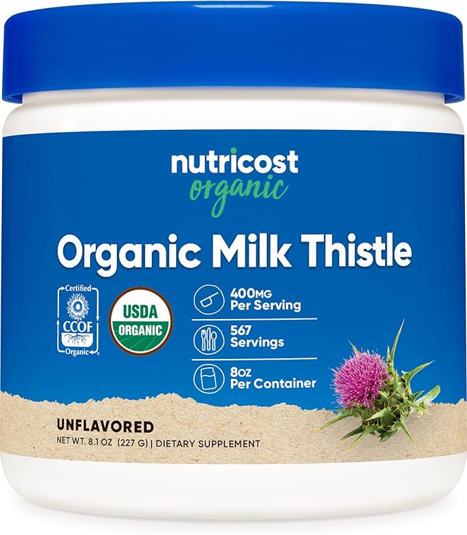 Nutricost Organic Milk Thistle (Silybum Marianum) 8 oz per Container (Unflavored) - Non-GMO Gluten-Free