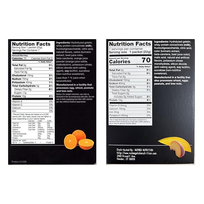 PROTIFIT - High Protein Orange &amp Peach Mango Fruit Drink 2 Pack 15g Protein Low Calorie Sugar Free Ideal Protein Compatible 7 Servings Per Box (2 Pack)