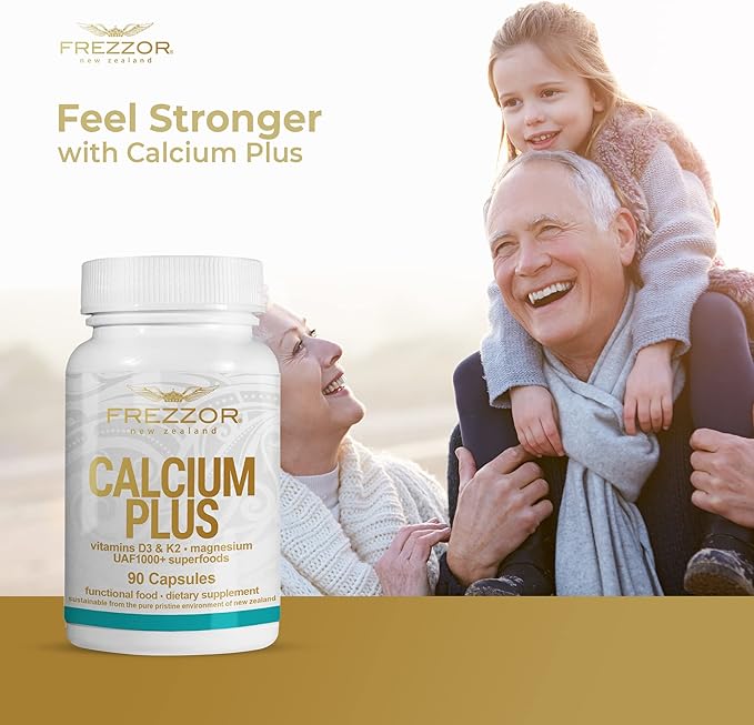 FREZZOR Calcium Plus with UAF1000+ Super Antioxidant for Bones Health &amp Bone Density Supports Healthy Body Weight Optimal Ratio of Essential Bone Building Minerals NZ Made 540 caps 6 Month Su