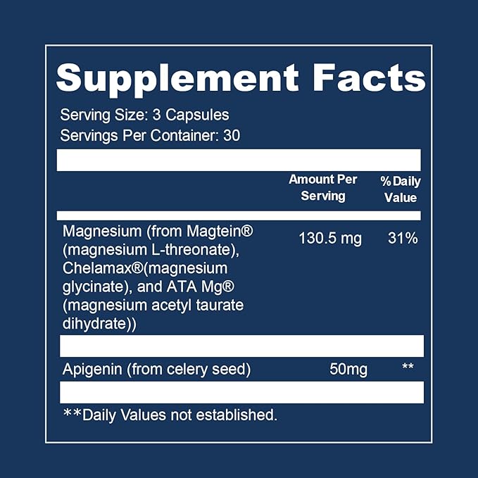 Opti + Triple Magnesium Complex Supplement | Magnesium L-Threonate Glycinate &amp Acetyl Taurate Complex Blend | Brain Support for Memory and Focus* | 90 Capsules/30 Servings