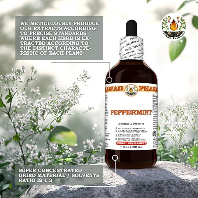 Peppermint (Mentha X Piperita) Dry Leaf Tincture All Natural Vegan Pure Liquid Extract - 2 fl.oz