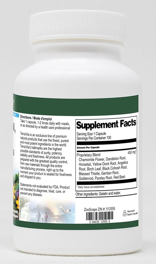 Red Beet Horsetail Blessed Thistle and More Formula - 450 mg (100 Capsules ZIN: 512555)