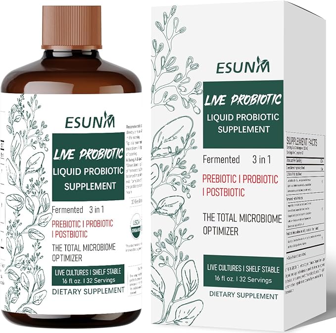 3-in-1 Liquid Probiotic Complex with Prebiotics Probiotics &amp Postbiotics - Features 10 Clinical Strains + 18 Organic Fermented Herbs - Complete Gut &amp Microbiome Support for Men &amp Women (1