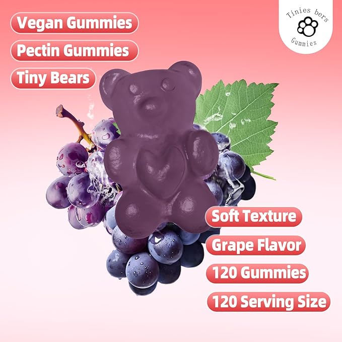 PQQ Gummies Supplement 40mg CoQ10 Gummies 100mg for Adults Two Ways Support Cellular Energy &amp Brain Nerve Heart Immune Health Antioxidant Non GMO Gluten Free Vegan Sugar Free Grape 120