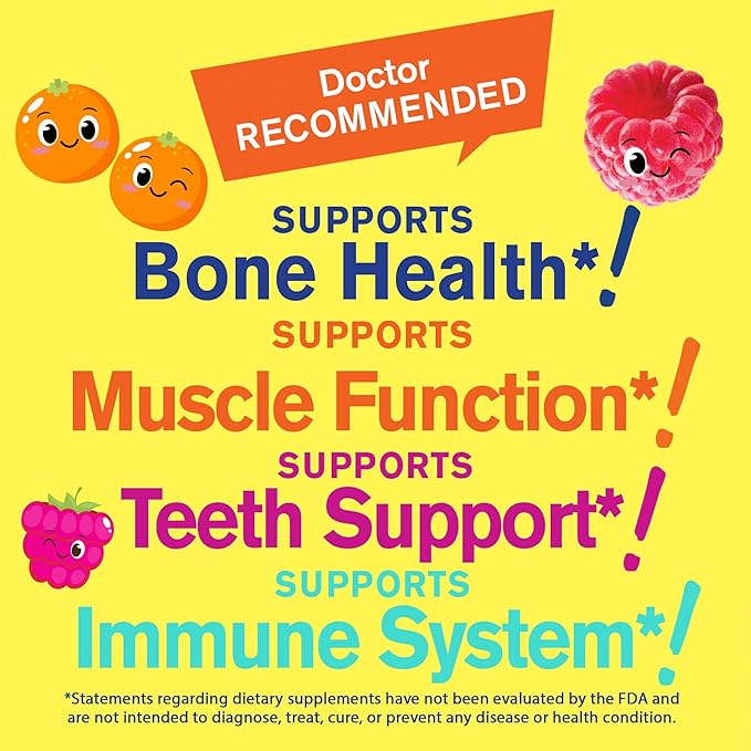 WellYeah Calcium 500mg + Vitamin D3 1000 IU (25 mcg) Gummies for Kids - Bone Health and Muscle Supprt Immune Support Gummy Non GMO Gluten Free Mix Fruit Flavors - 60 Gummies
