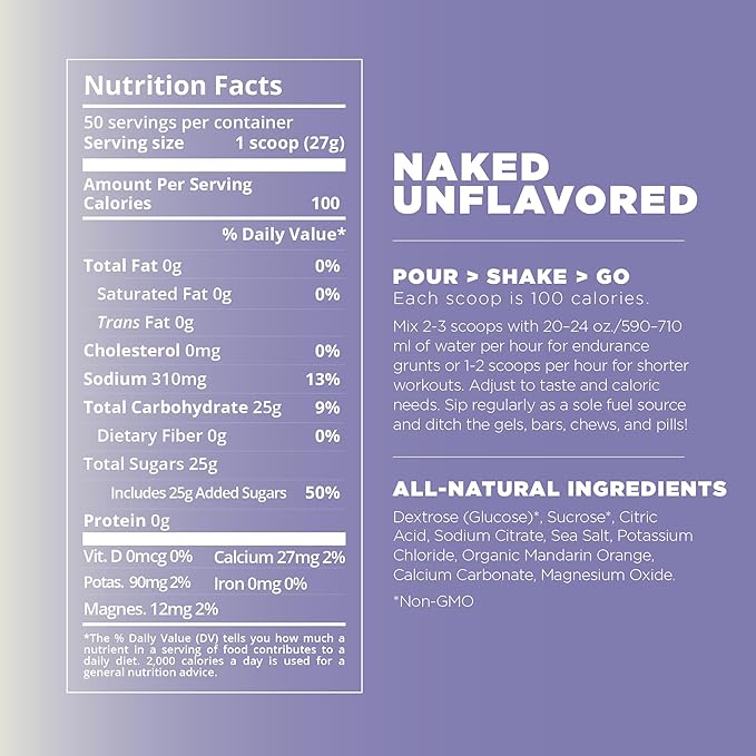 Tailwind Nutrition Endurance Fuel Carbohydrate &amp Electrolyte Sports Drink Mix Powder Gluten-Free Vegan Naked Unflavored 50 Servings