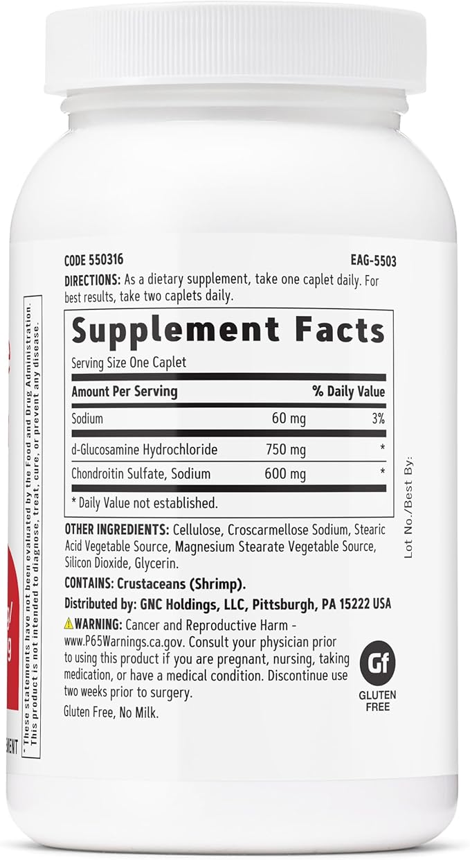 GNC Triple Strength Glucosamine Chondroitin 750mg/600mg 120 Caplets Supports Healthy Joint Function