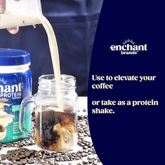 Enchant Organic Protein Powder Vanilla Almond flavor – 20g Plant Protein sourced from North American Farms 5g Prebiotic + fiber USDA Organic Non-GMO Plant-based Non-Dairy Vegan 0.84 lb