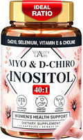 Myo-inositol &amp D-chiro Inositol Supplement for Women - Ideal 40:1 Ratio Complex for Fertility Hormonal Balance Menstrual Cycle &amp Ovarian Health Support with CoQ10 Choline &amp Selenium - 1