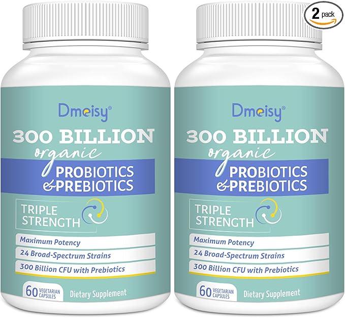 Probiotics for Women and Men 300 Billion CFU 24 Strains Probiotics + 15 Organic Herbs Prebiotics Blend Shelf Stable Gut Health Supplement for Digestive Immune &amp Whole-Body Health 4 Month Supply