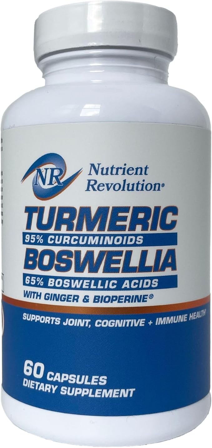 Turmeric &amp Boswellia Supplement - Turmeric Curcumin with Bioperine Black Pepper Extract - 60 Ct