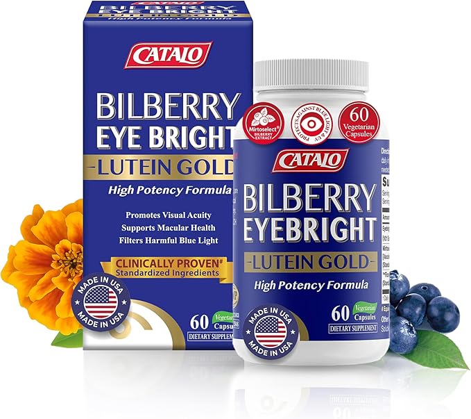 Bilberry Eyebright Extract Gold - for Fatigue &amp Blurry Vision - Eye Vitamins with Bilberry Lutein and Zeaxanthin Supplements for Eye Clarity -Halal - 60 Capsules