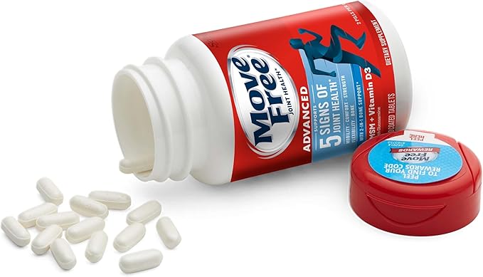 Move Free Advanced Glucosamine Chondroitin MSM + Vitamin D3 Joint Support Supplement Supports Mobility Comfort Strength Flexibility &amp Bone + Immune Health - Tablet 3x120ct Bottles (120 servings)