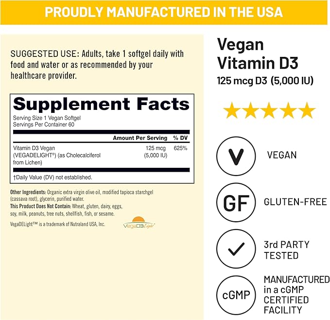 NatureWise [1 Vitamin B12 5000 mcg - Extra Strength - Non-GMO - 60 Softgels[60-Day Supply] + [1] Vegan Vitamin D3 5000iu + Organic Olive Oil - 60 Mini Softgels[60-Day Supply]