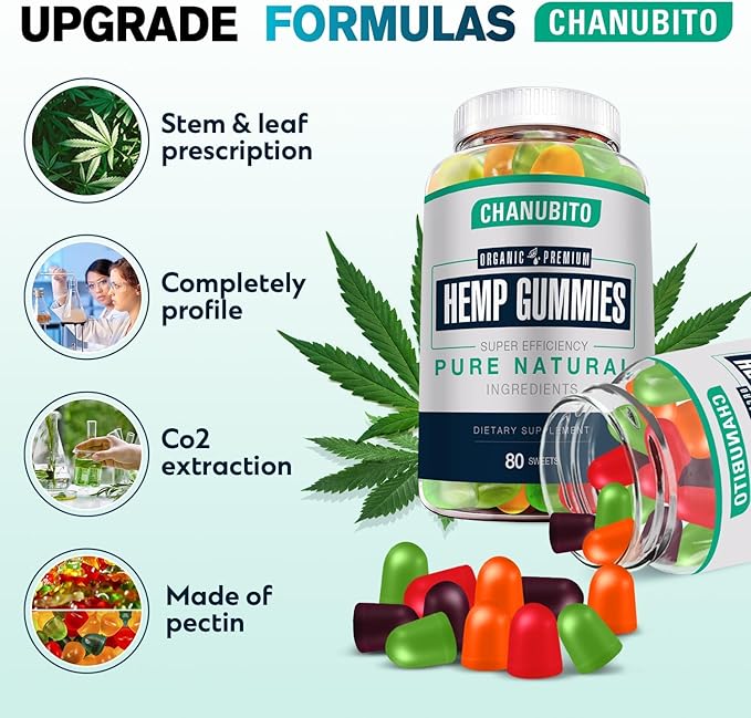 Hemp Gummies (3 Packs) Organic Omega 3 6 9 Supplement High Potency - Pain Sleep Mood - with Pure Hemp Oil Extract - Natural Edibles Gummy-Vegan Non-GMO Low Sugar