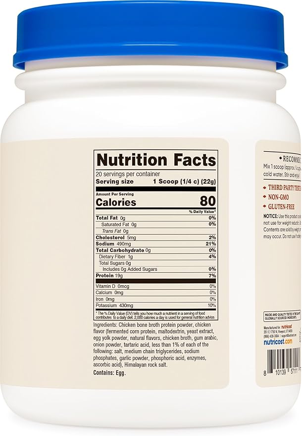 Nutricost Chicken Bone Broth Protein (Chicken Flavored 20 Servings)