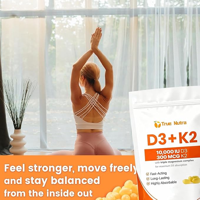 D3 K2Vitamin D3 K2 10000 IU Magnesium Supplement Non-GMO Gluten-FreeSupports Immune &amp Energy 300 Coconut Oil Softgels