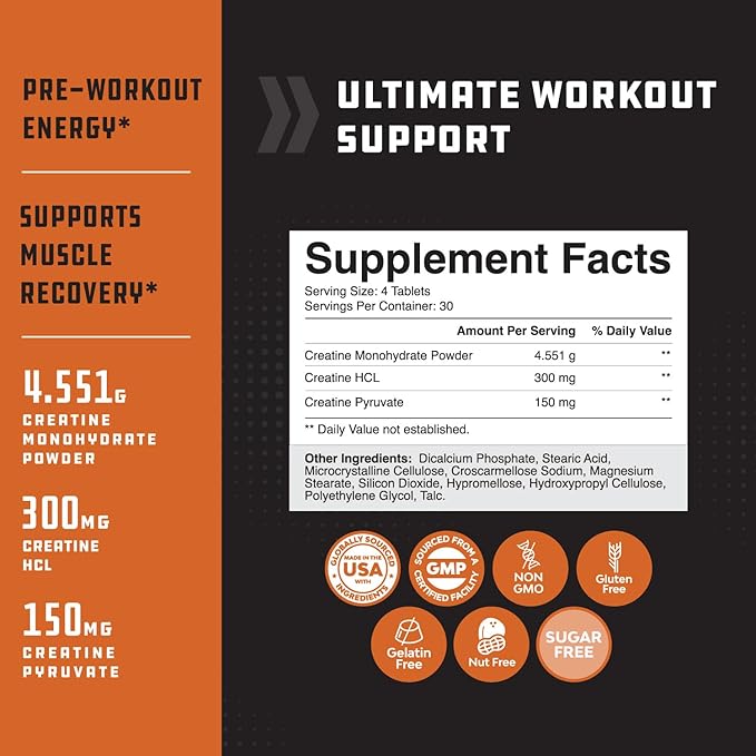 Bundle of Forskolin Weight Loss Supplement - Builds Muscle &amp Boosts Energy and Creatine Tablets Formula Blend of Creatine Monohydrate HCL &amp Pyruvate - Muscle Mass Gain &amp Recovery for Men