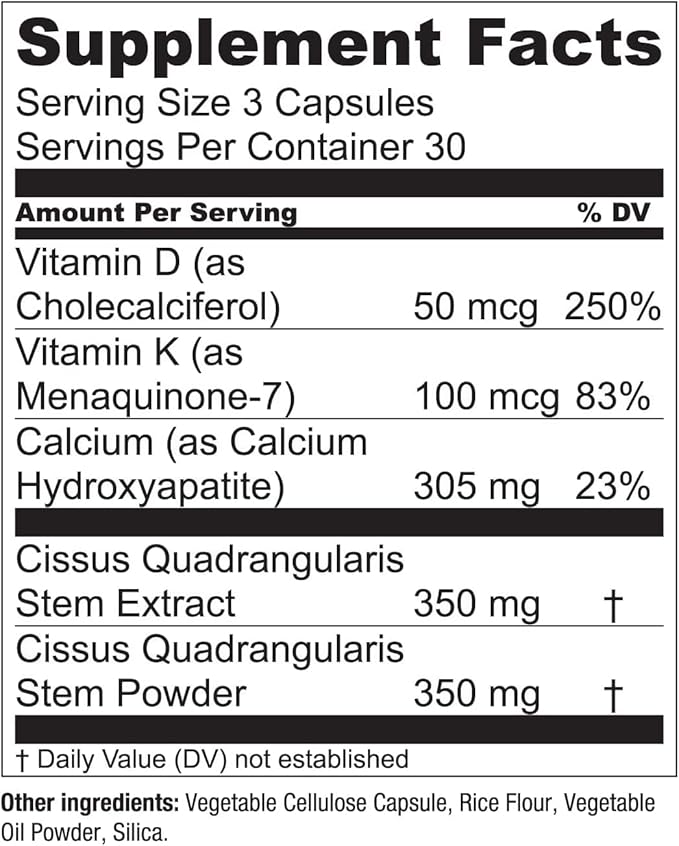 Essential Elements Bone Boost Bone Health Supplement - Bone Support and Calcium Supplement with Vitamin D 3 K2 Cissus Quadrangularis for Bone Strength - 180 Capsules (60 Day Supply) (2-Pack)