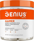 Genius Gamer Gaming Focus Supplement 80 Pills - Elite Nootropic Performance Booster - Boost Brain &amp Mental Clarity Reaction Time &amp Concentration - Blue Light Support with Lutemax