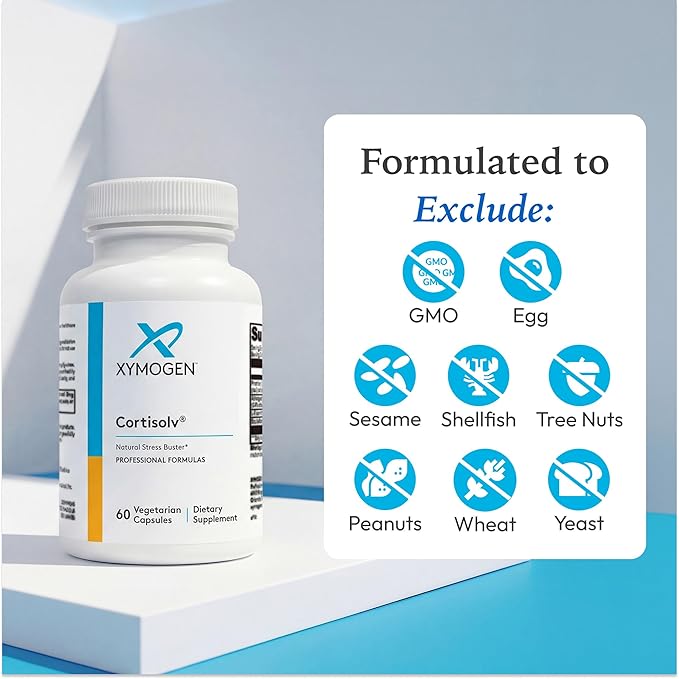 XYMOGEN Cortisolv Cortisol Supplement - Ashwagandha Supplement with L Theanine to Support Healthy Cortisol Levels Energy Relaxation and Mental Clarity (60 Capsules)