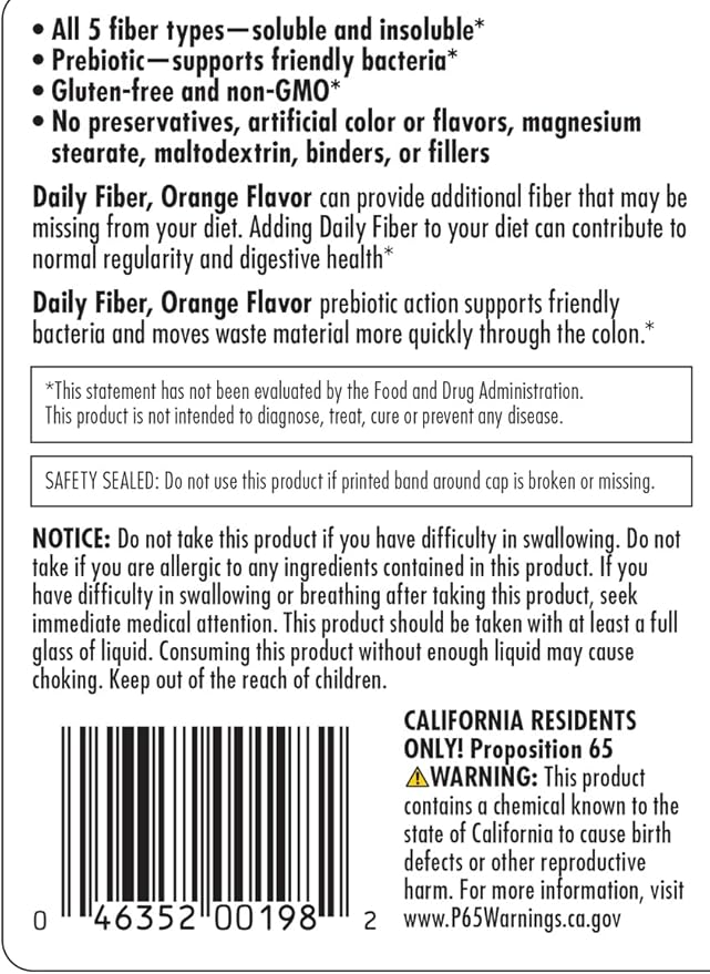 Yerba Prima Daily Fiber Formula 16 oz (Pack of 2) - Premium Dietary Fiber Supplement Non-GMO Gluten Free Made in The USA Orange Flavor