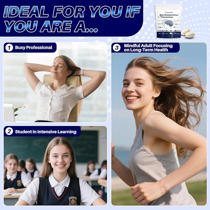 Vitamin B1 Benfotiamine 300mg with R-ALA 600mg &amp Thiamine - Advanced Nerve Support Supplement with Phosphatidylserine L-Theanine Turmeric &amp Magnesium - Non-GMO Gluten Free 240 Capsule