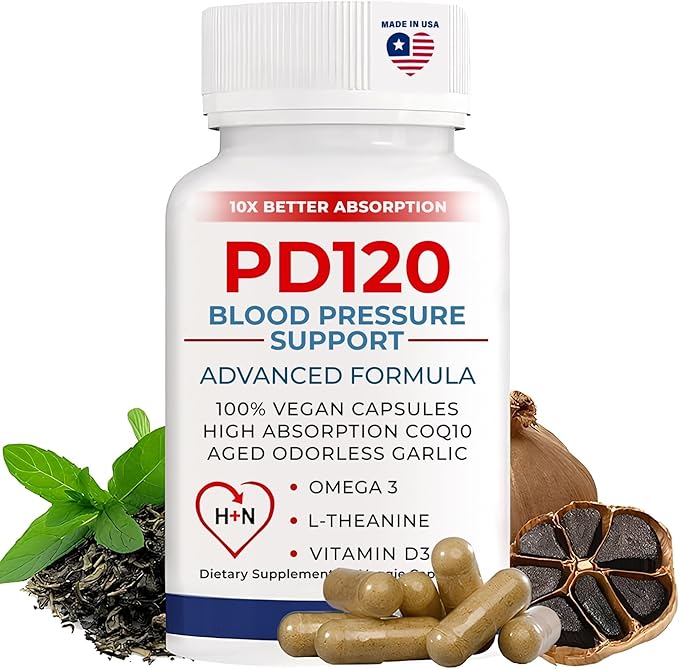 Natural Blood Pressure Support Supplement: 8-in-1 Formula With Black Odorless Garlic High-absorption CoQ10 (pack of 1)