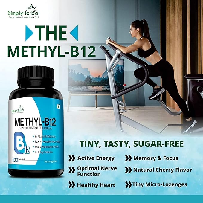SENTA Vitamin B12 Methyl B12 Methylcobalami Produce Red Blood Cells Maintain Good Health Boost Energy Heart Health Plant Based Supplements - 100 Capsules