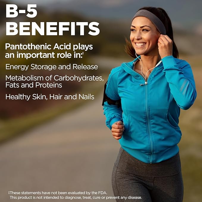 KAL Pantothenic Acid 1000mg Supplement for Men &amp Women - Vitamin B5 1000 mg Supports Cellular Energy Metabolism Nerve Function Sustained Release Vegan - 100 Tablets