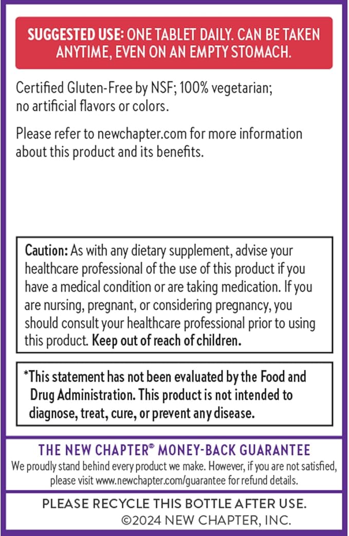 New Chapter Fermented Vitamin D3 2000 IU Organic ONE Daily for Immune Heart &amp Bone Support + Whole-Food Turmeric Adaptogenic Reishi Mushroom 100% Vegetarian Gluten Free 60 Count