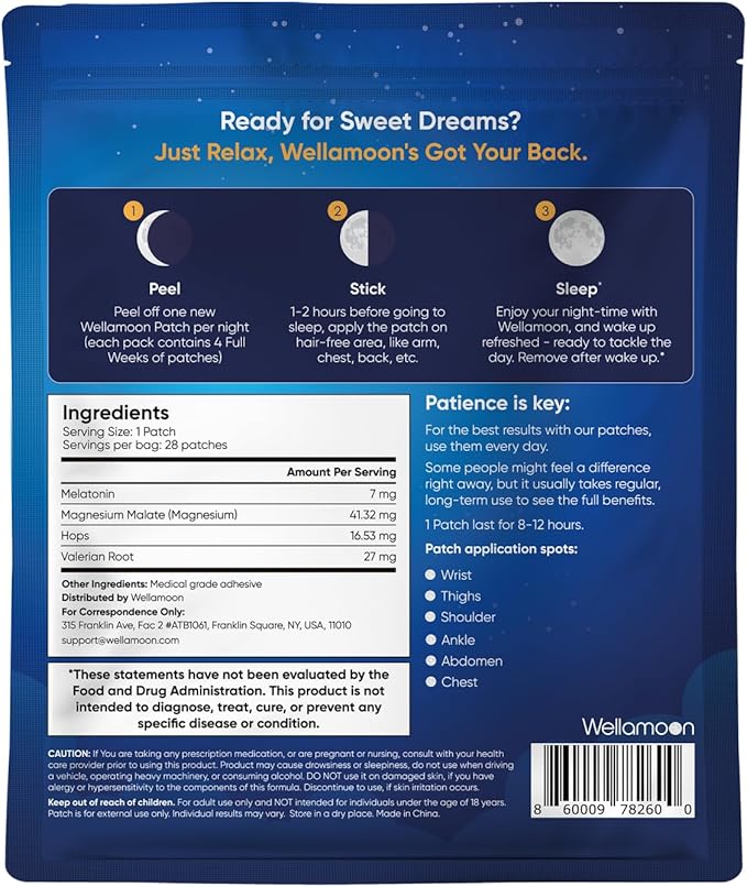 Wellamoon Nighttime Relaxation Duo – Lavender Pillow Spray &amp Botanical Wellness Patches with Melatonin – Evening Self-Care Routine for Adults
