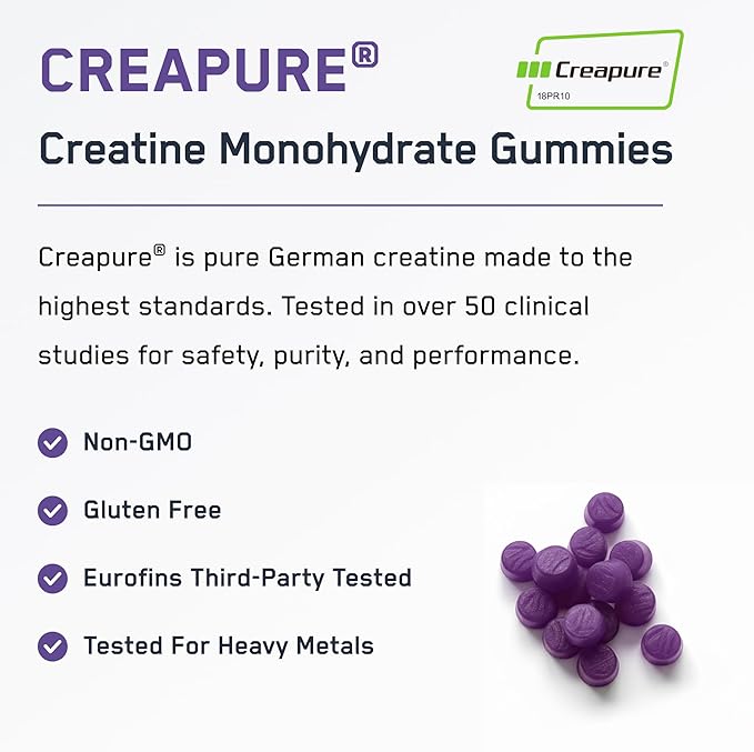 SteelFit Creapure Creatine Monohydrate Gummies for Men &amp Women Concord Grape - Gym Workout Nutritional Supplements for Muscle Gain Brain Health &amp Strength Building Dietary Supplement 120 Gu