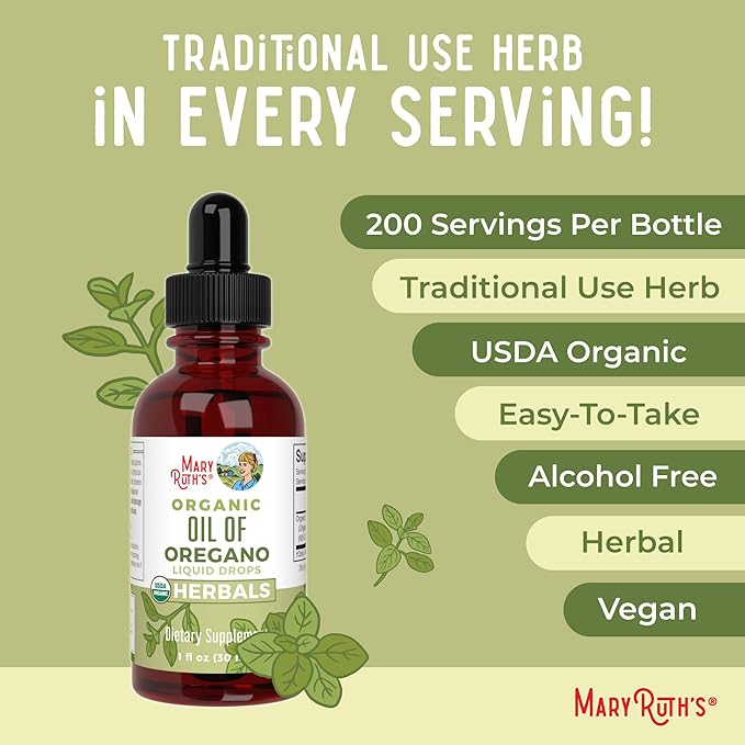 MaryRuth's Probiotic (Unflavored) &amp Oil of Oregano Drops| USDA Organic Clean Label Project Verified® | Vegan Non-GMO Sugar-Free | Immune Support Antioxidant &amp Digestive Health