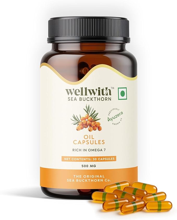 (Ayuzera Sea Buckthorn Berry Oil Vegan Omega 7 500mg 30 Softgels Capsules (Pack of 1) 15-Day Supply| Rich in Omega 3 6 7 &amp 9 for Muscle Bone Heart &amp Skin